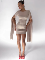 Elegant Above Knee Pullover Long Sleeve Split Mini Dress