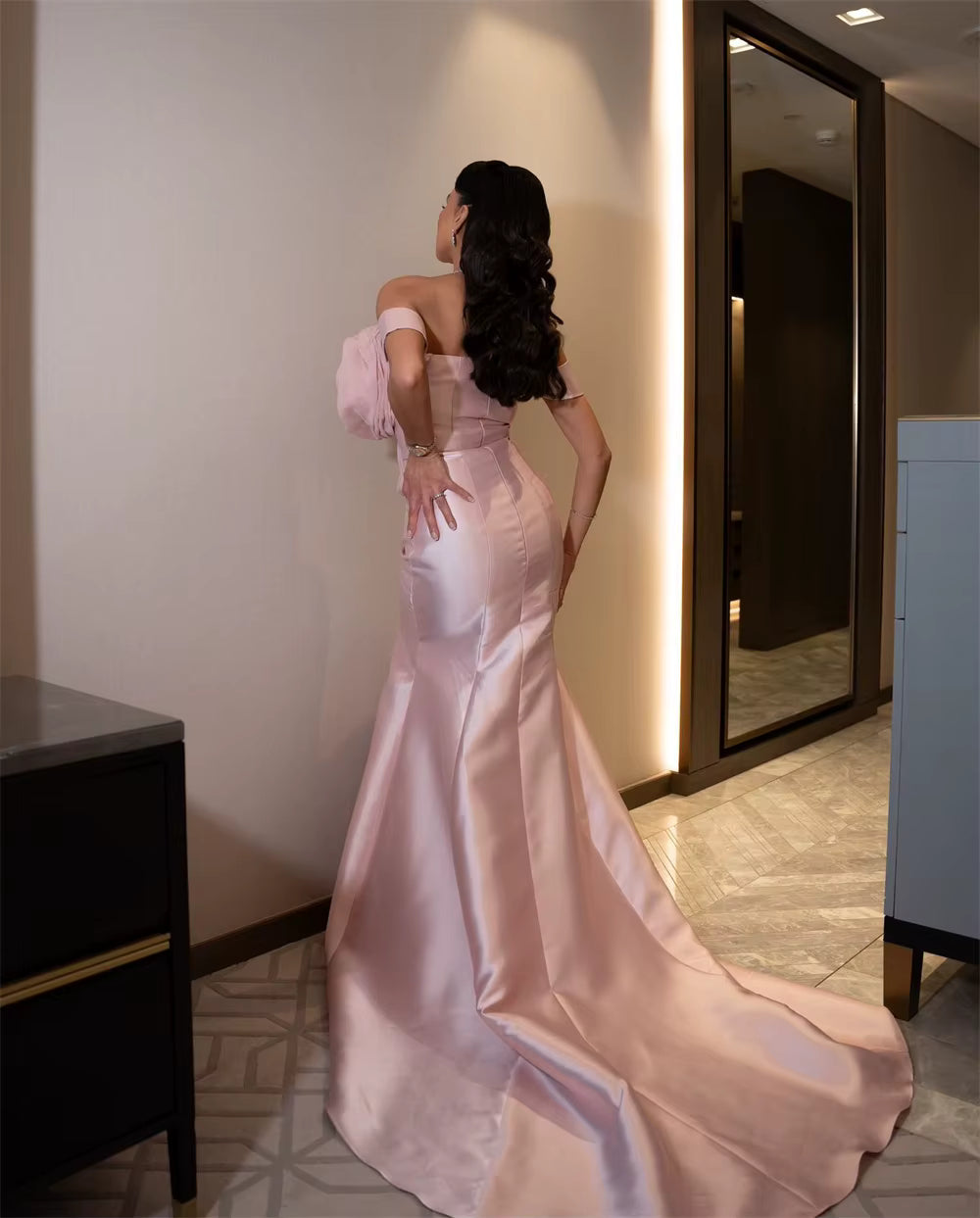 Elegant Acetate Off Shoulder 3D Flower Prom Floor-Length Maxi Dress