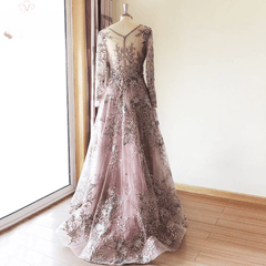 Elegant Aline V Neck Long Sleeves Evening Party Dresses