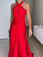 Elegant Asymmetrical Backless Slim Straps Hollow Out Maxi Dress