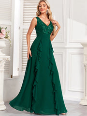 Elegant Backless Chiffon Wedding Prom Long Maxi Dresses