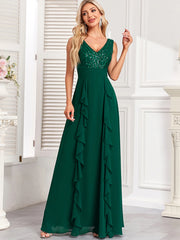 Elegant Backless Chiffon Wedding Prom Long Maxi Dresses