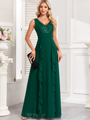 Elegant Backless Chiffon Wedding Prom Long Maxi Dresses