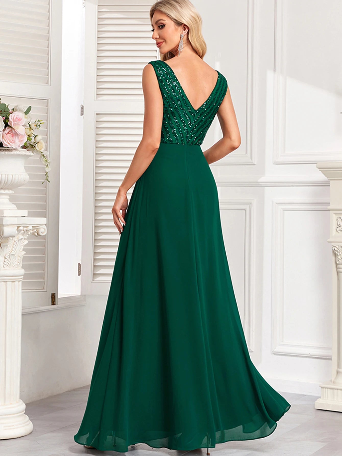 Elegant Backless Chiffon Wedding Prom Long Maxi Dresses