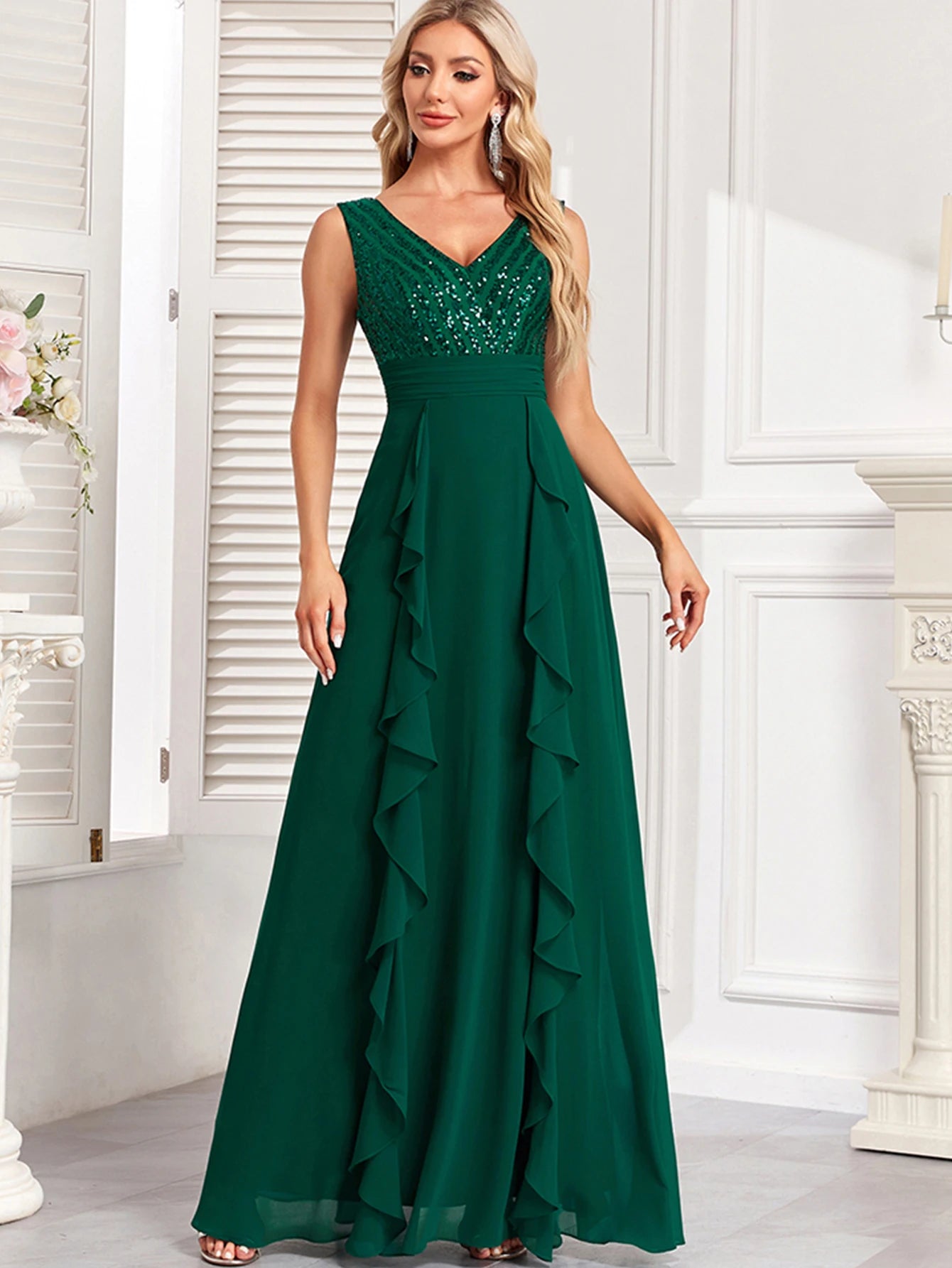 Elegant Backless Chiffon Wedding Prom Long Maxi Dresses