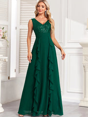 Elegant Backless Chiffon Wedding Prom Long Maxi Dresses