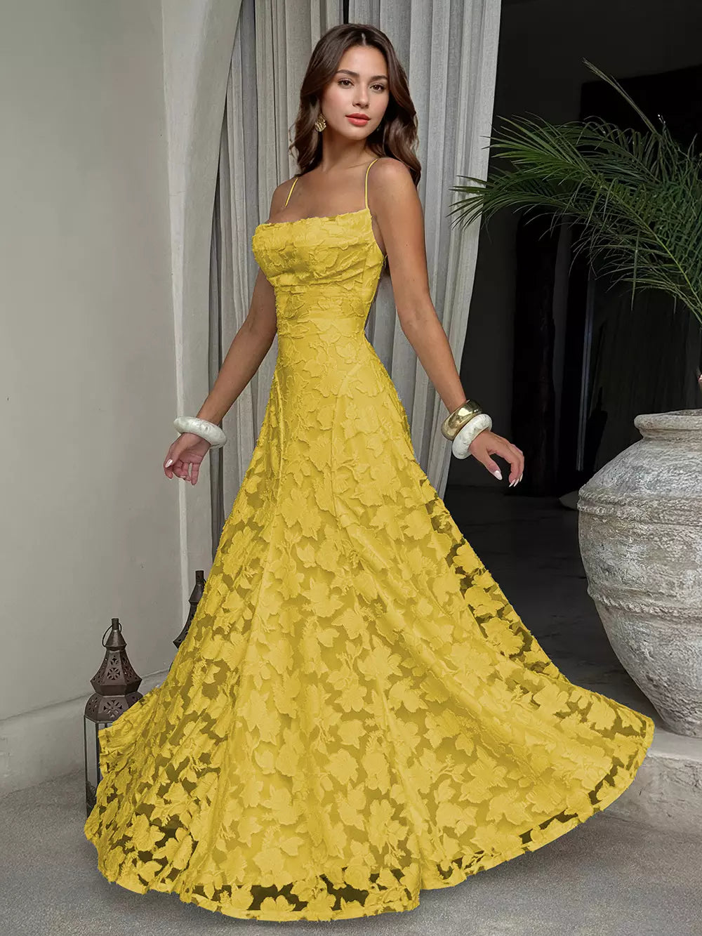 Elegant Backless Design Open Shoulder Events Maxi Slip Dress