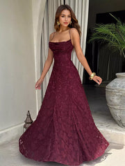 Elegant Backless Design Open Shoulder Events Maxi Slip Dress