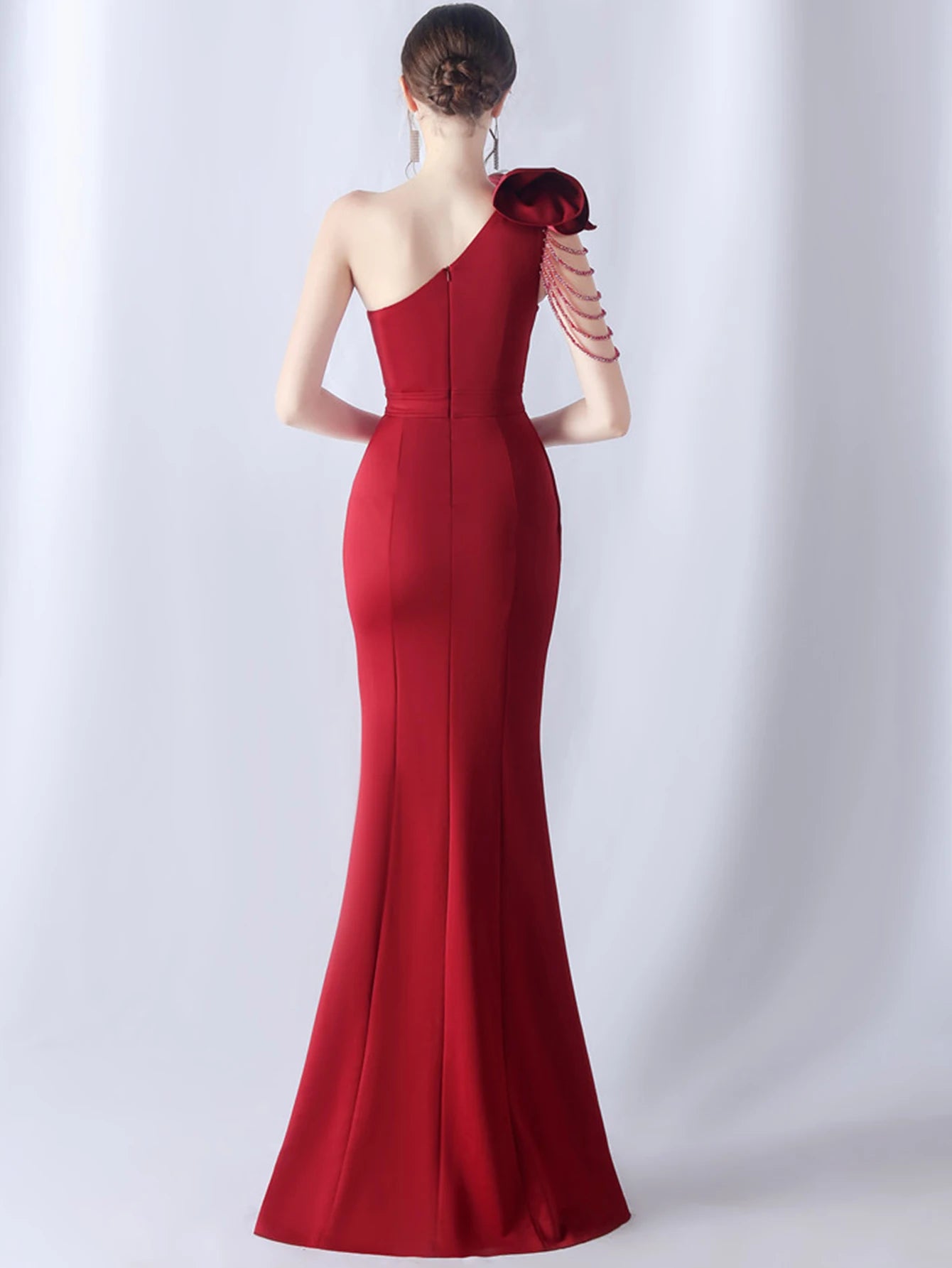 Elegant Backless Diamonds Floor-Length Birthday Party Maxi Dress