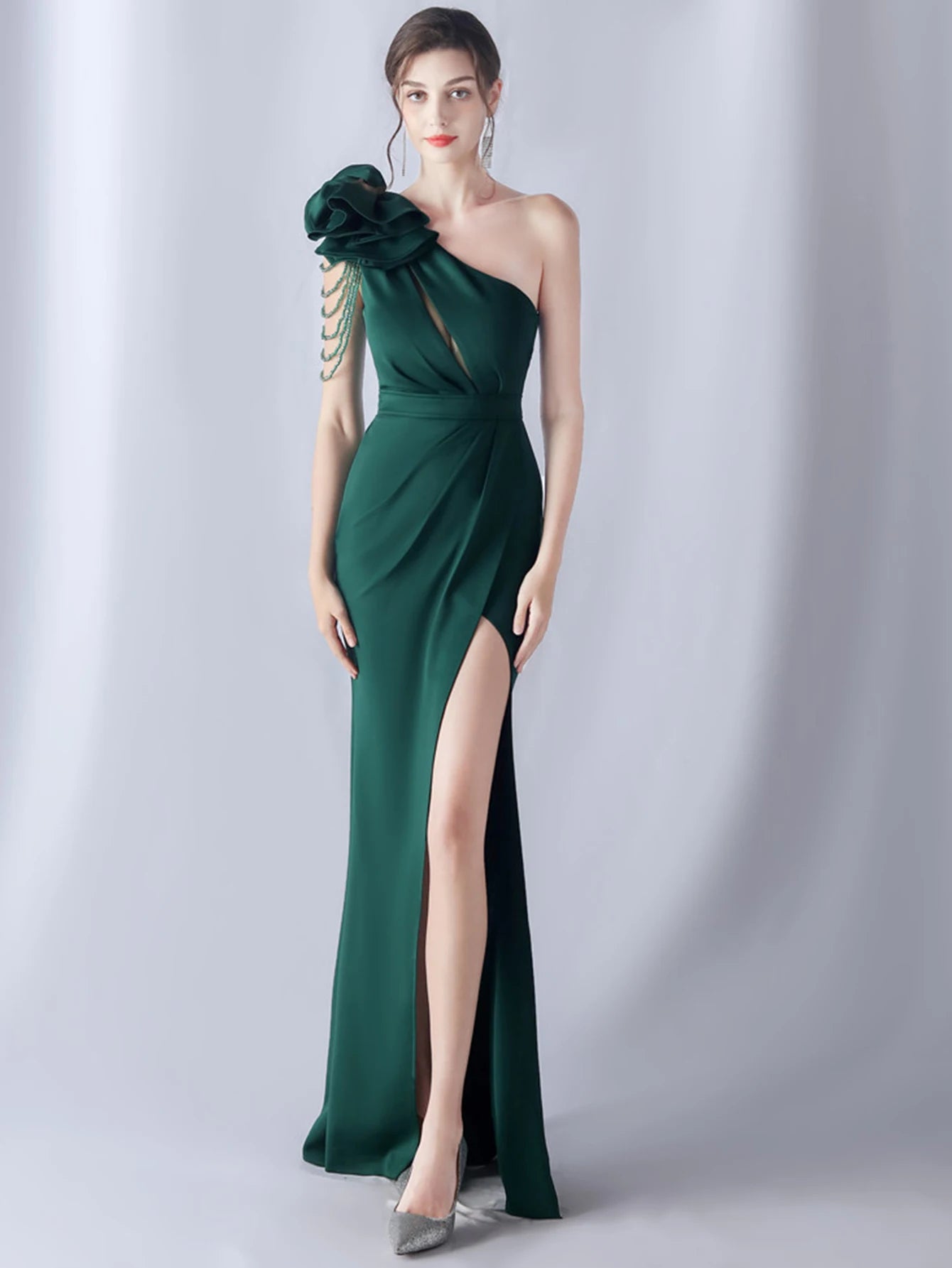 Elegant Backless Diamonds Floor-Length Birthday Party Maxi Dress