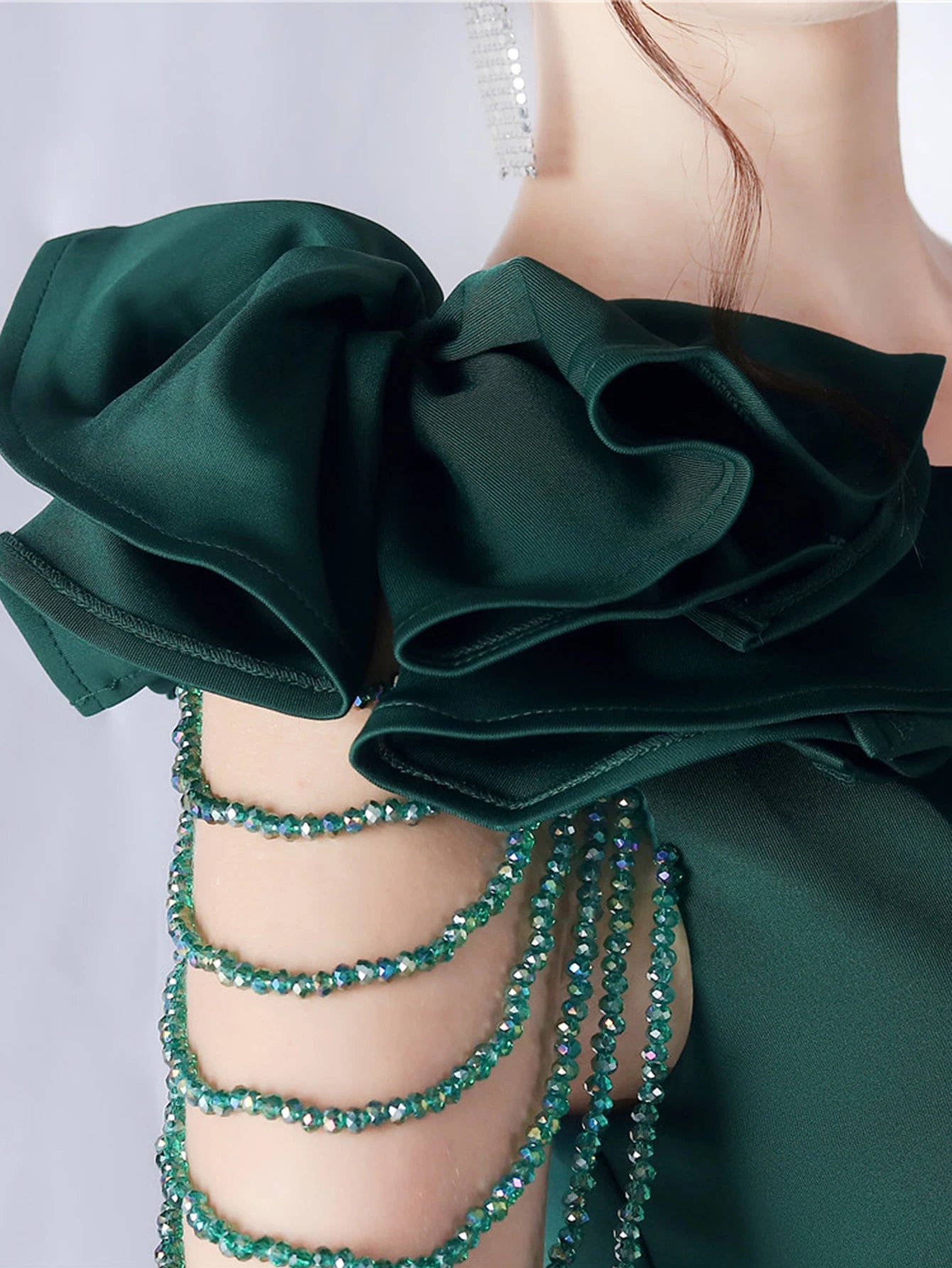 Elegant Backless Diamonds Floor-Length Birthday Party Maxi Dress