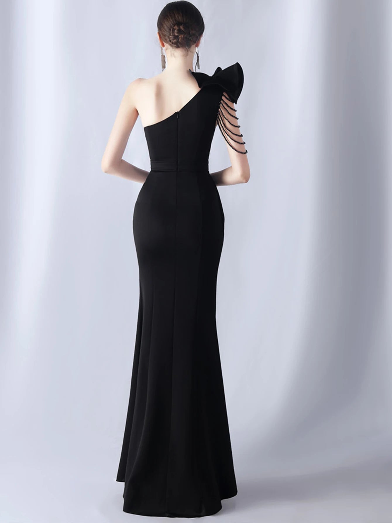 Elegant Backless Diamonds Floor-Length Birthday Party Maxi Dress