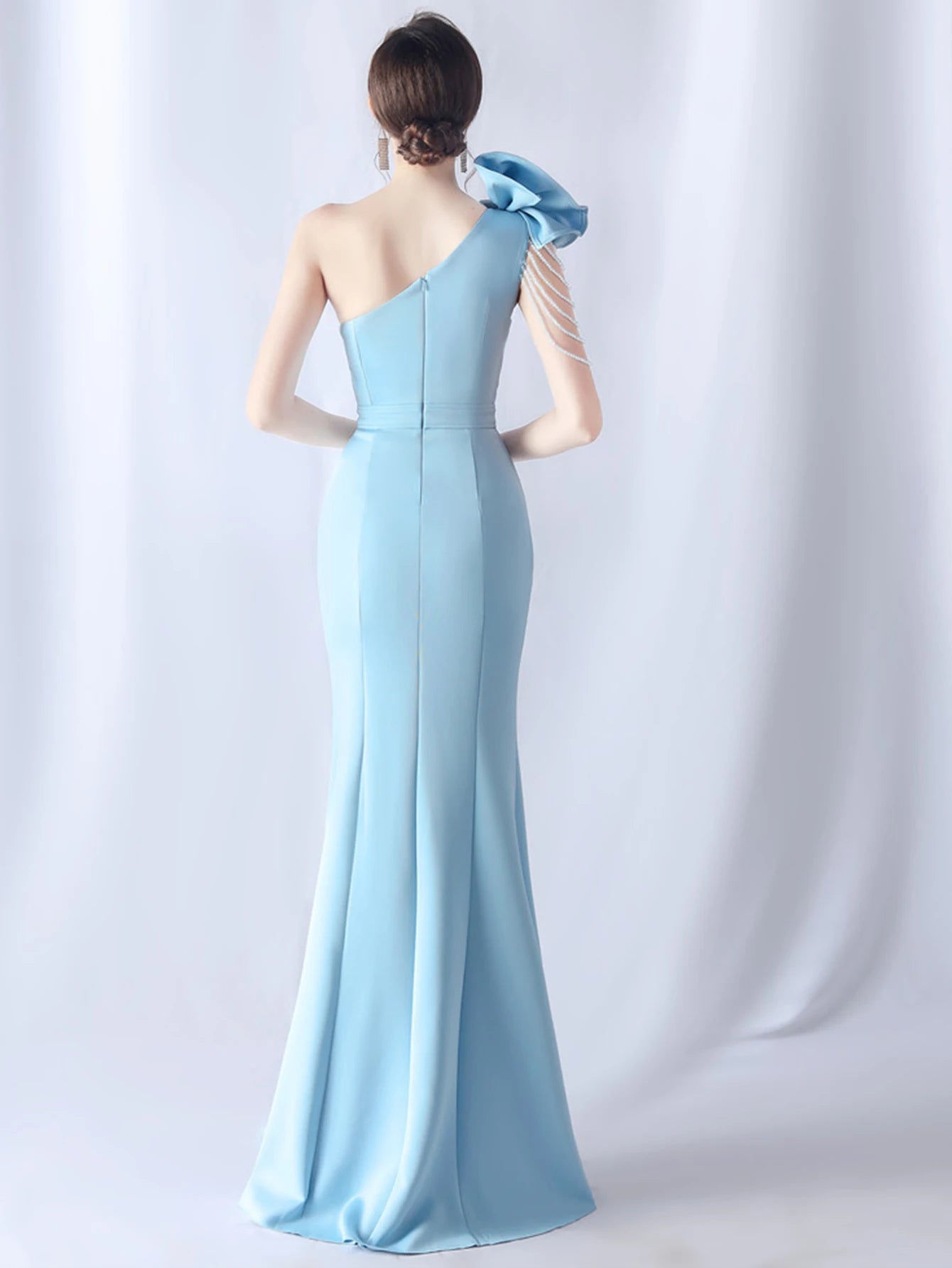 Elegant Backless Diamonds Floor-Length Birthday Party Maxi Dress