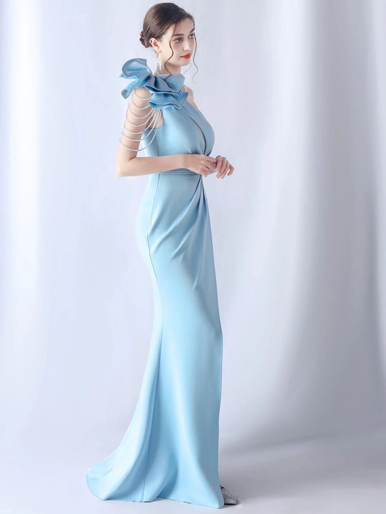 Elegant Backless Diamonds Floor-Length Birthday Party Maxi Dress
