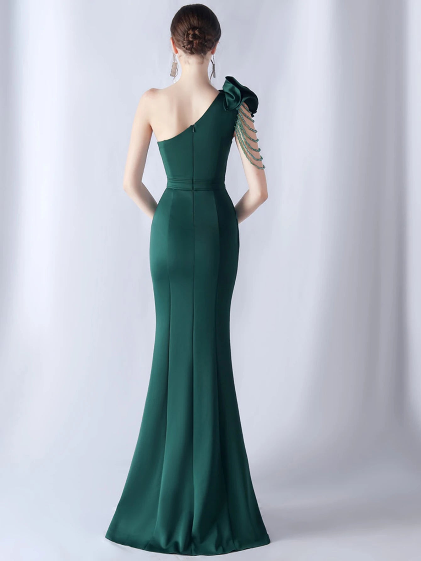 Elegant Backless Diamonds Floor-Length Birthday Party Maxi Dress
