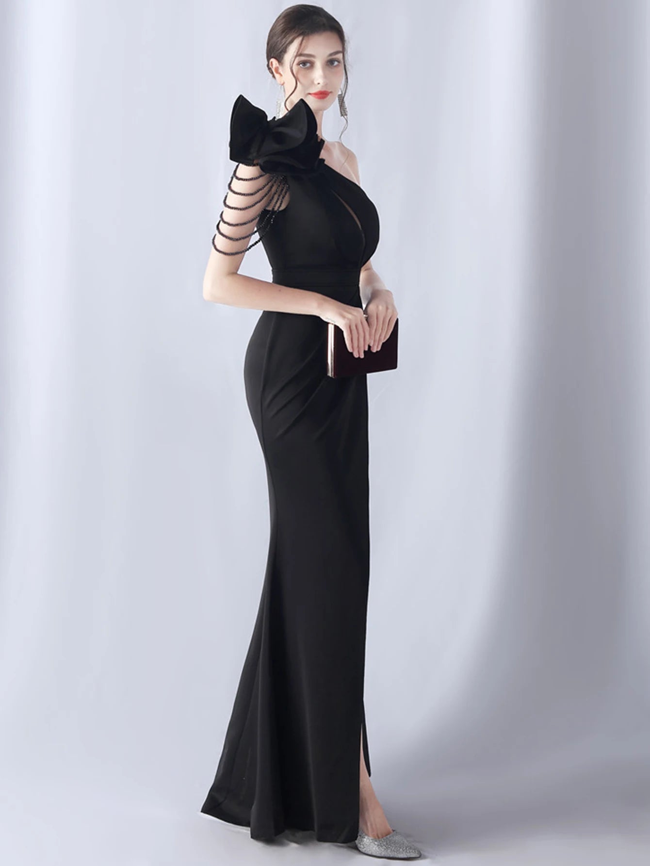 Elegant Backless Diamonds Floor-Length Birthday Party Maxi Dress