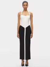 Elegant Backless Halter Patchwork Bodycon Bandage Dress