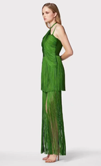 Elegant Backless Halter Tassel Bandage Prom Party Long Gown
