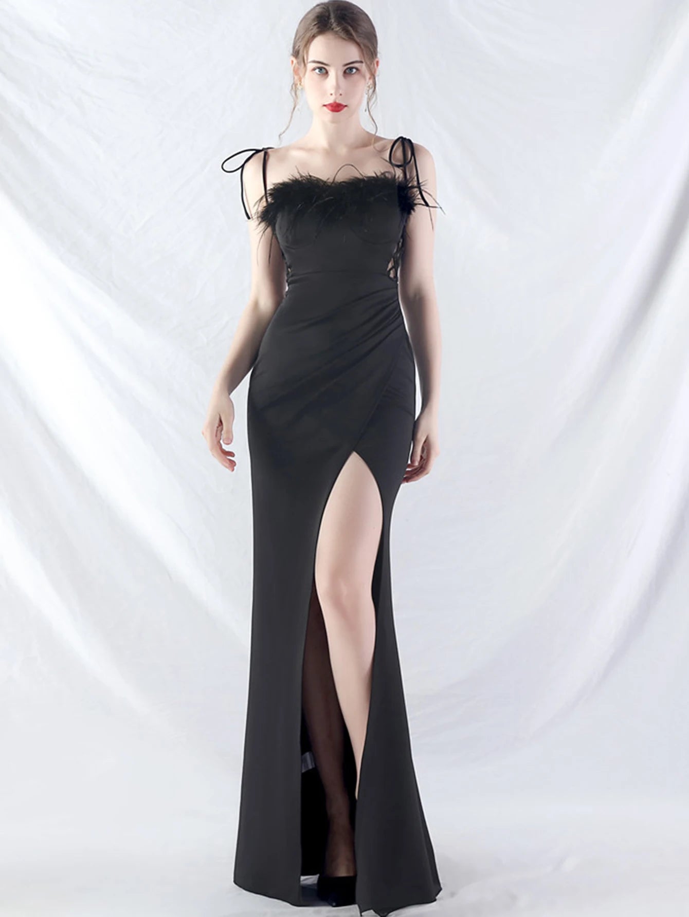 Elegant Backless Lace Up Birthday Party Long Maxi Dresses