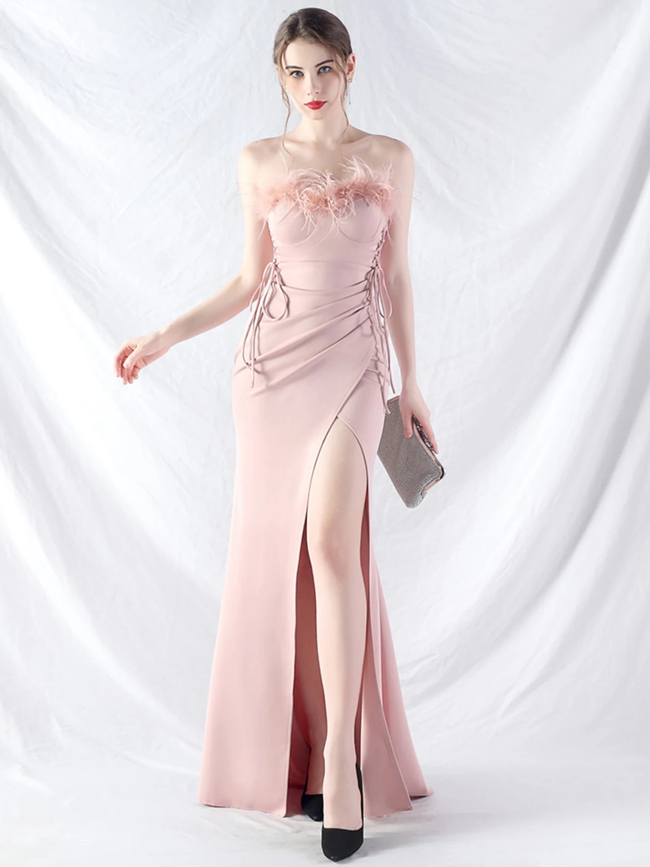Elegant Backless Lace Up Birthday Party Long Maxi Dresses