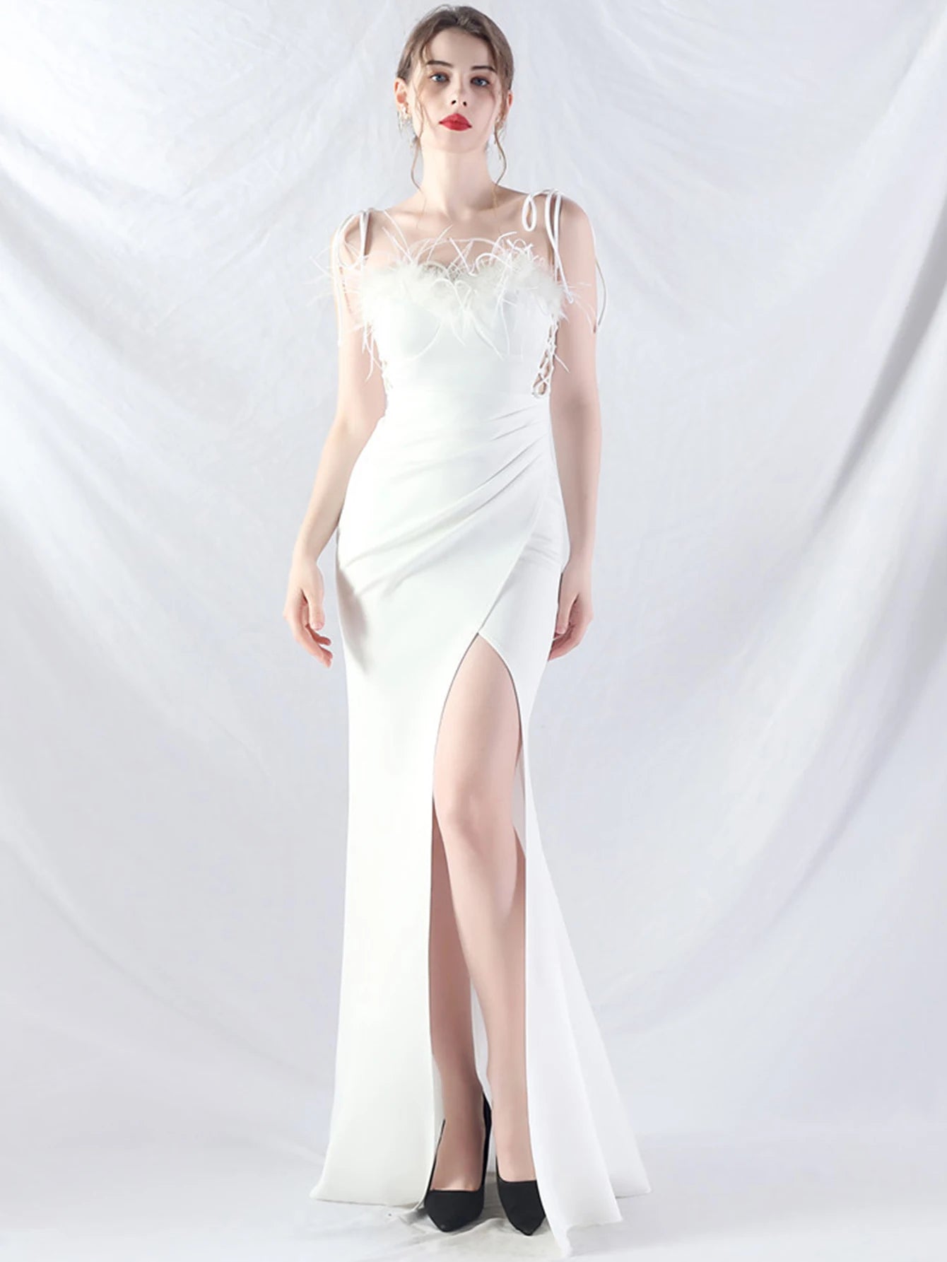 Elegant Backless Lace Up Birthday Party Long Maxi Dresses