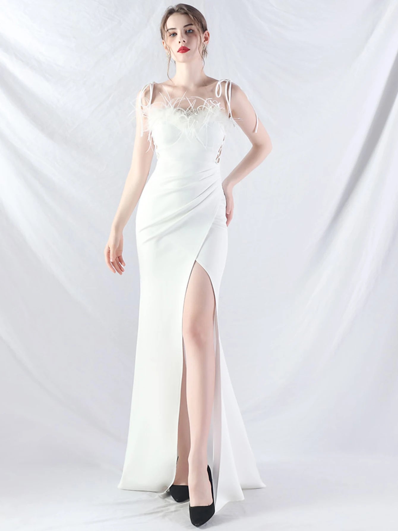 Elegant Backless Lace Up Birthday Party Long Maxi Dresses