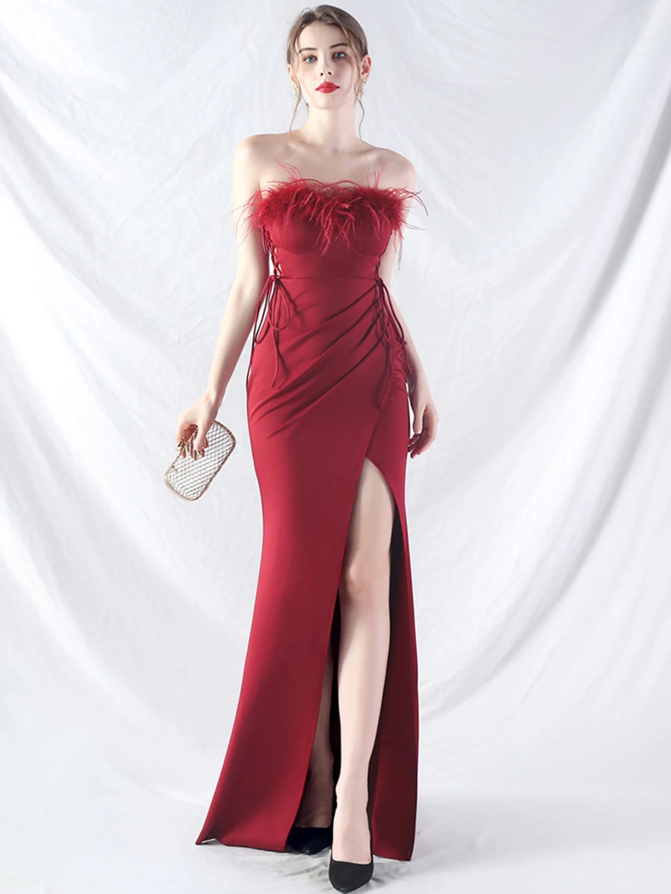 Elegant Backless Lace Up Birthday Party Long Maxi Dresses
