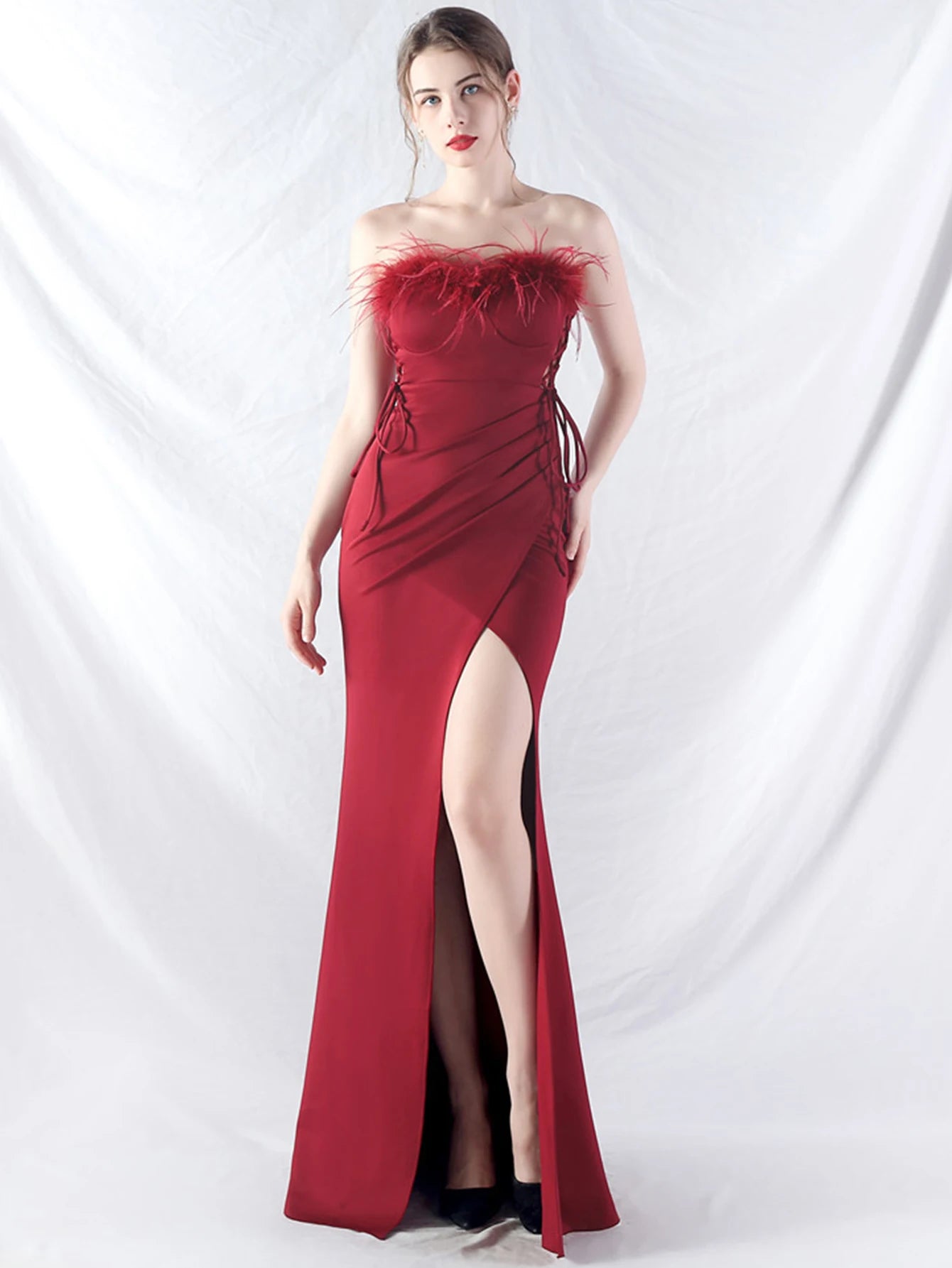 Elegant Backless Lace Up Birthday Party Long Maxi Dresses