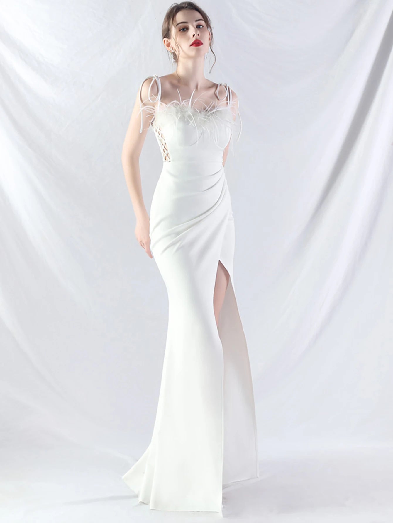 Elegant Backless Lace Up Birthday Party Long Maxi Dresses
