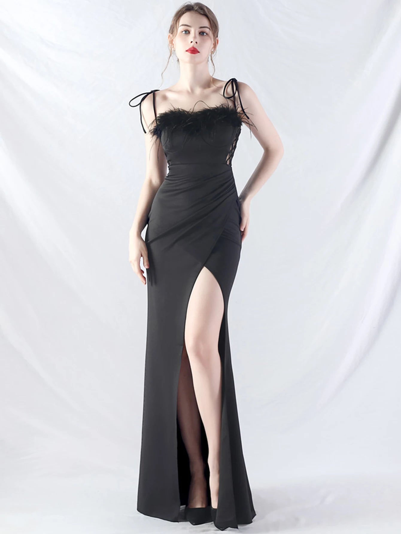 Elegant Backless Lace Up Birthday Party Long Maxi Dresses