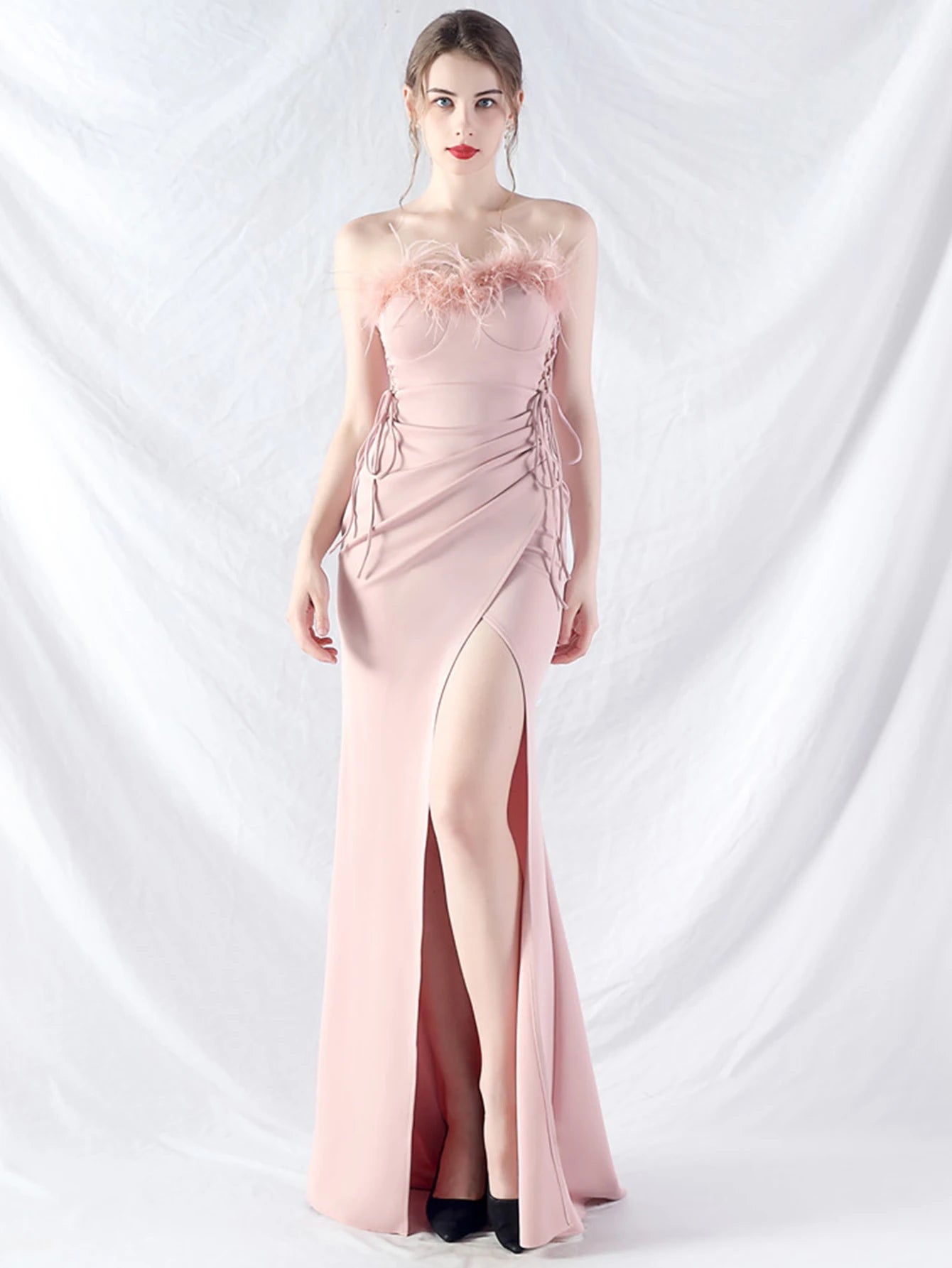 Elegant Backless Lace Up Birthday Party Long Maxi Dresses