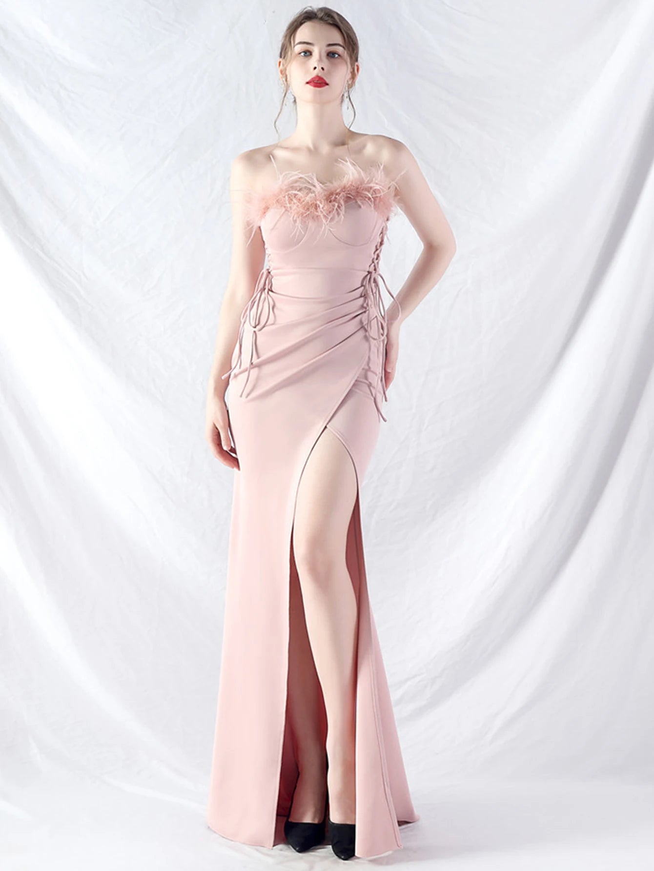 Elegant Backless Lace Up Birthday Party Long Maxi Dresses