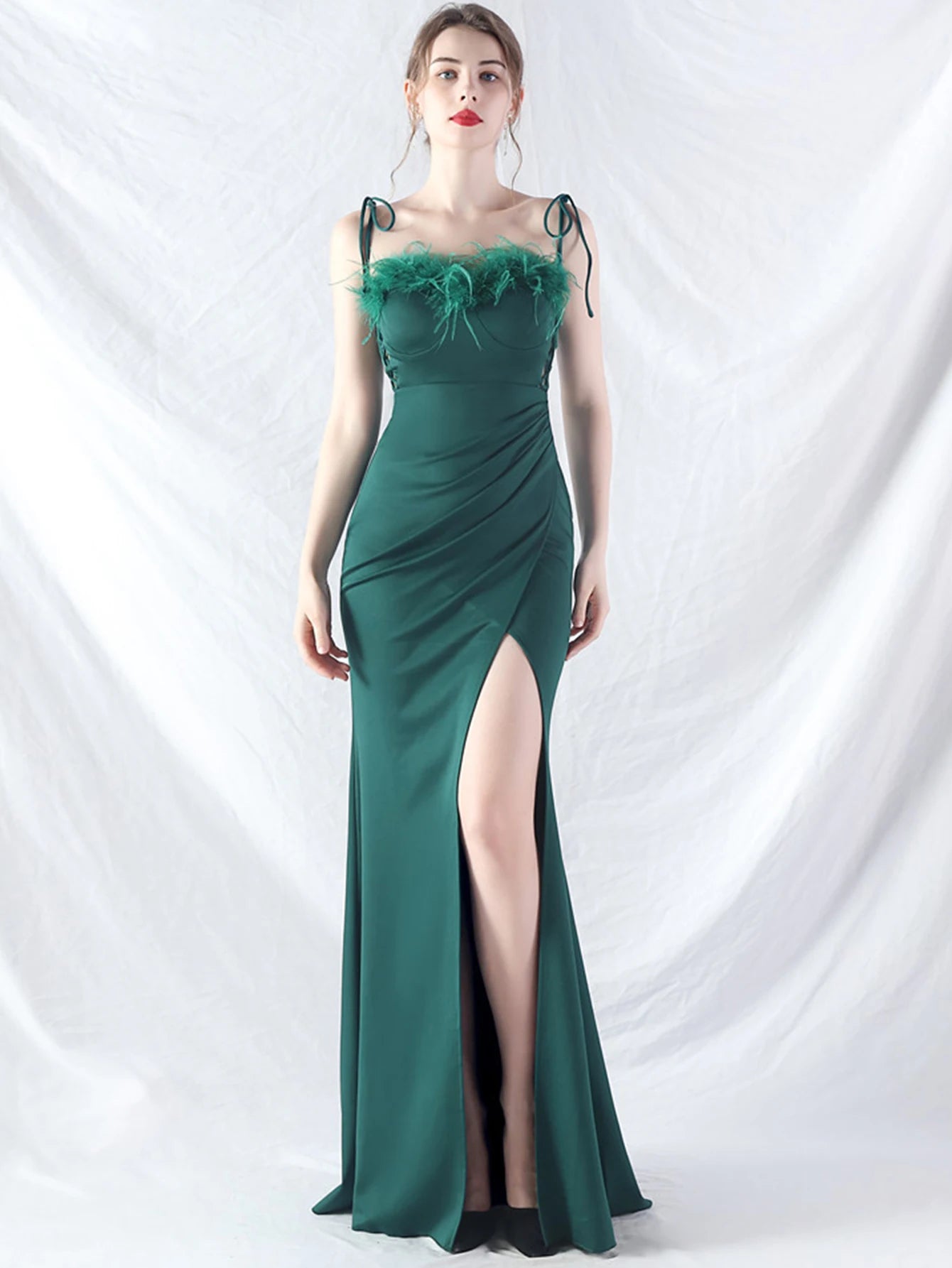 Elegant Backless Lace Up Birthday Party Long Maxi Dresses