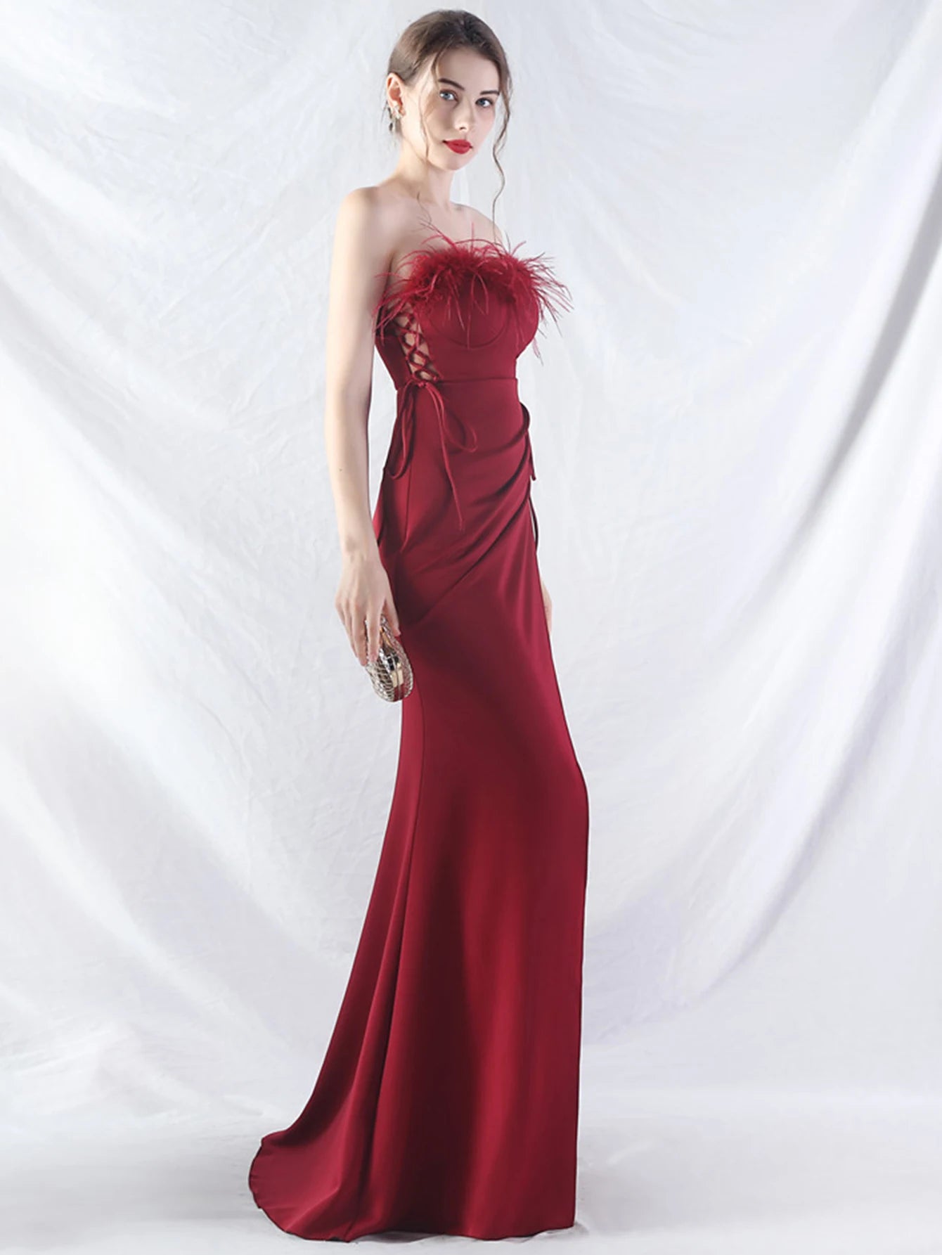 Elegant Backless Lace Up Birthday Party Long Maxi Dresses