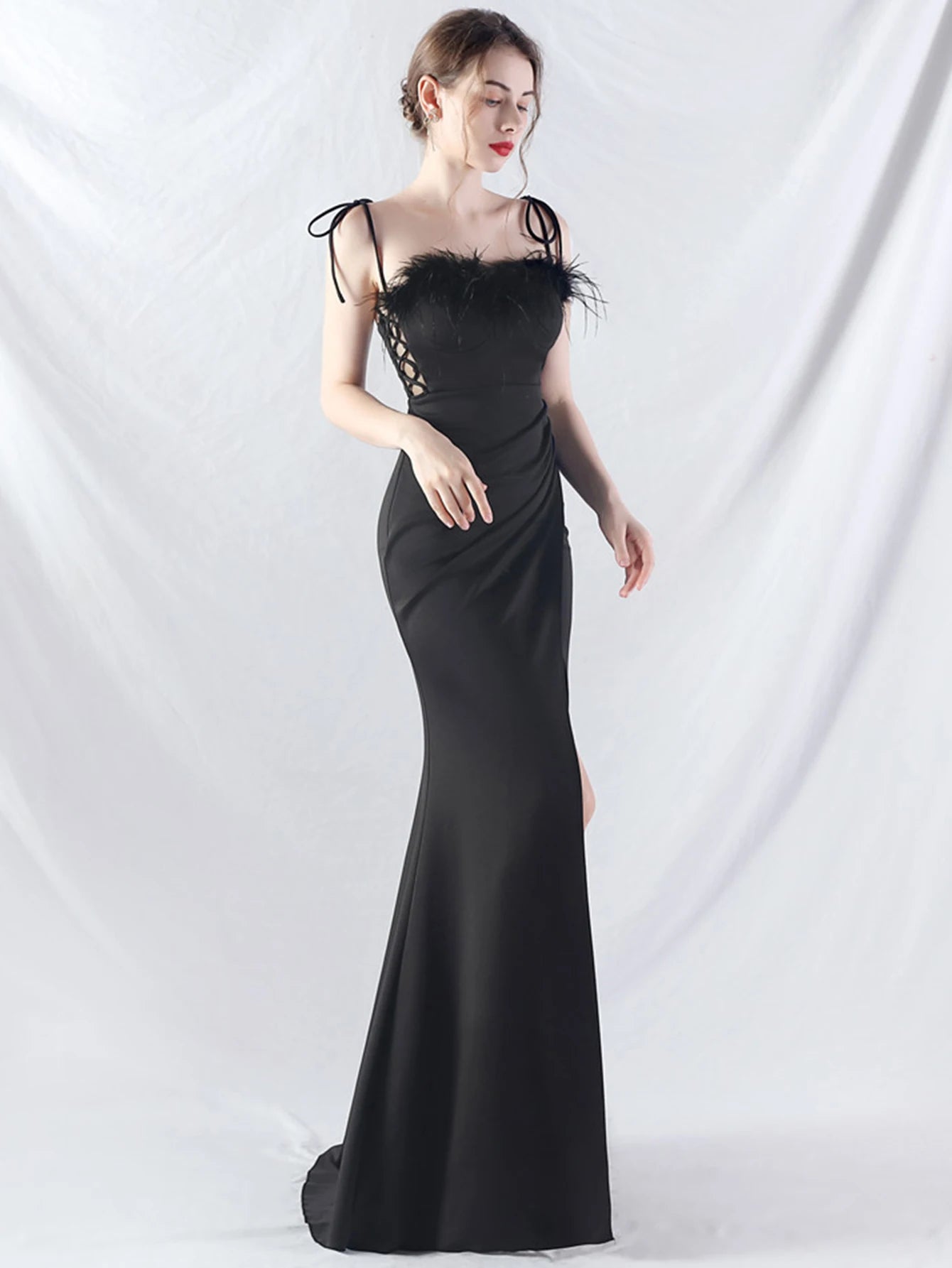 Elegant Backless Lace Up Birthday Party Long Maxi Dresses