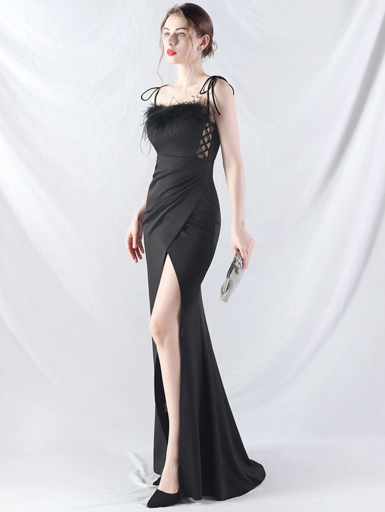 Elegant Backless Lace Up Birthday Party Long Maxi Dresses