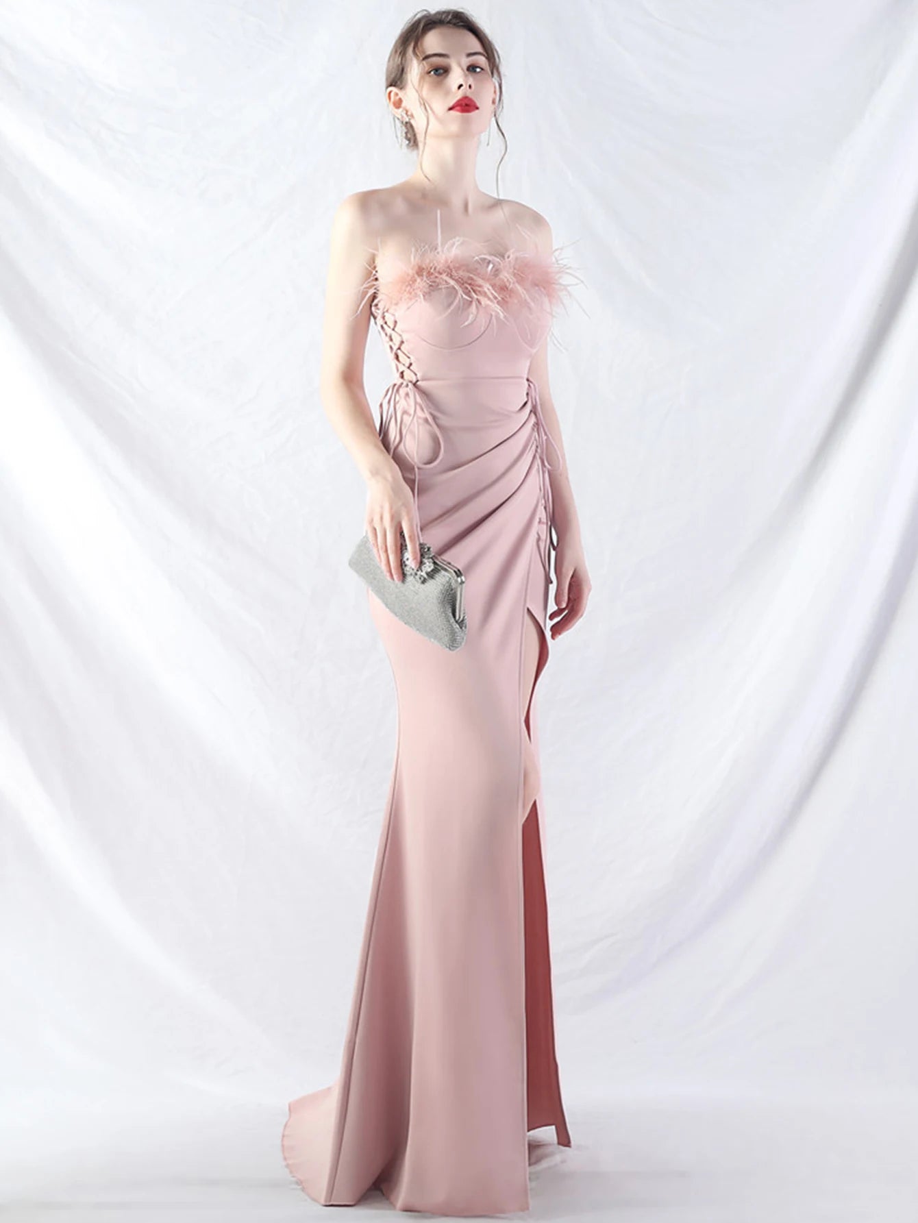 Elegant Backless Lace Up Birthday Party Long Maxi Dresses