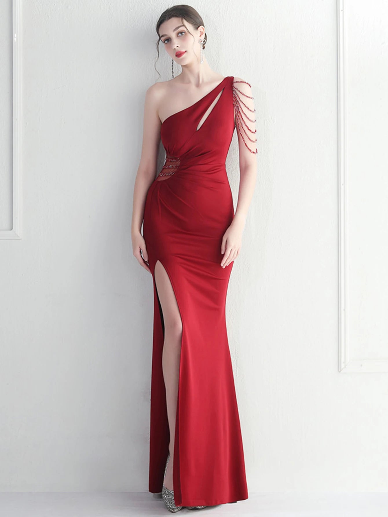 Elegant Backless One-Shoulder Birthday Party Long Maxi Dress