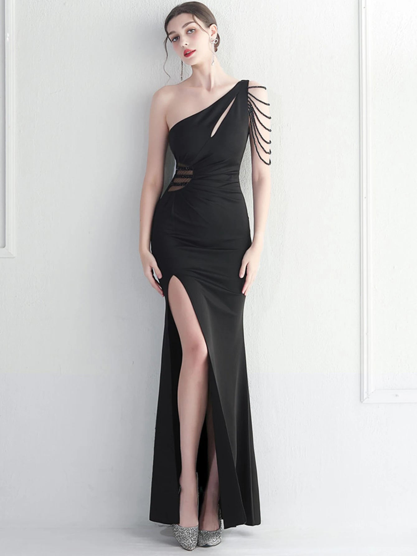 Elegant Backless One-Shoulder Birthday Party Long Maxi Dress