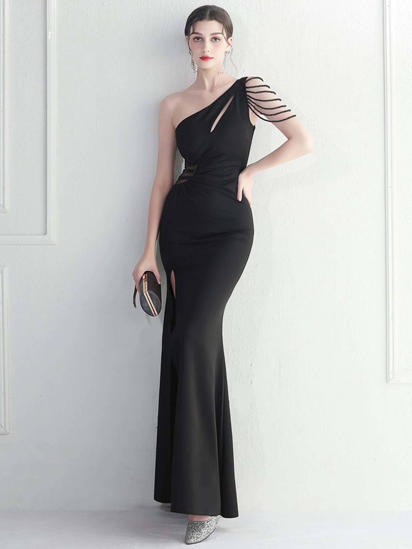 Elegant Backless One-Shoulder Birthday Party Long Maxi Dress