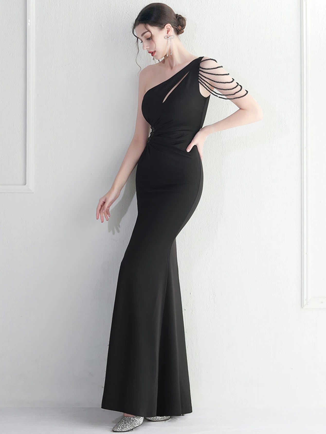 Elegant Backless One-Shoulder Birthday Party Long Maxi Dress