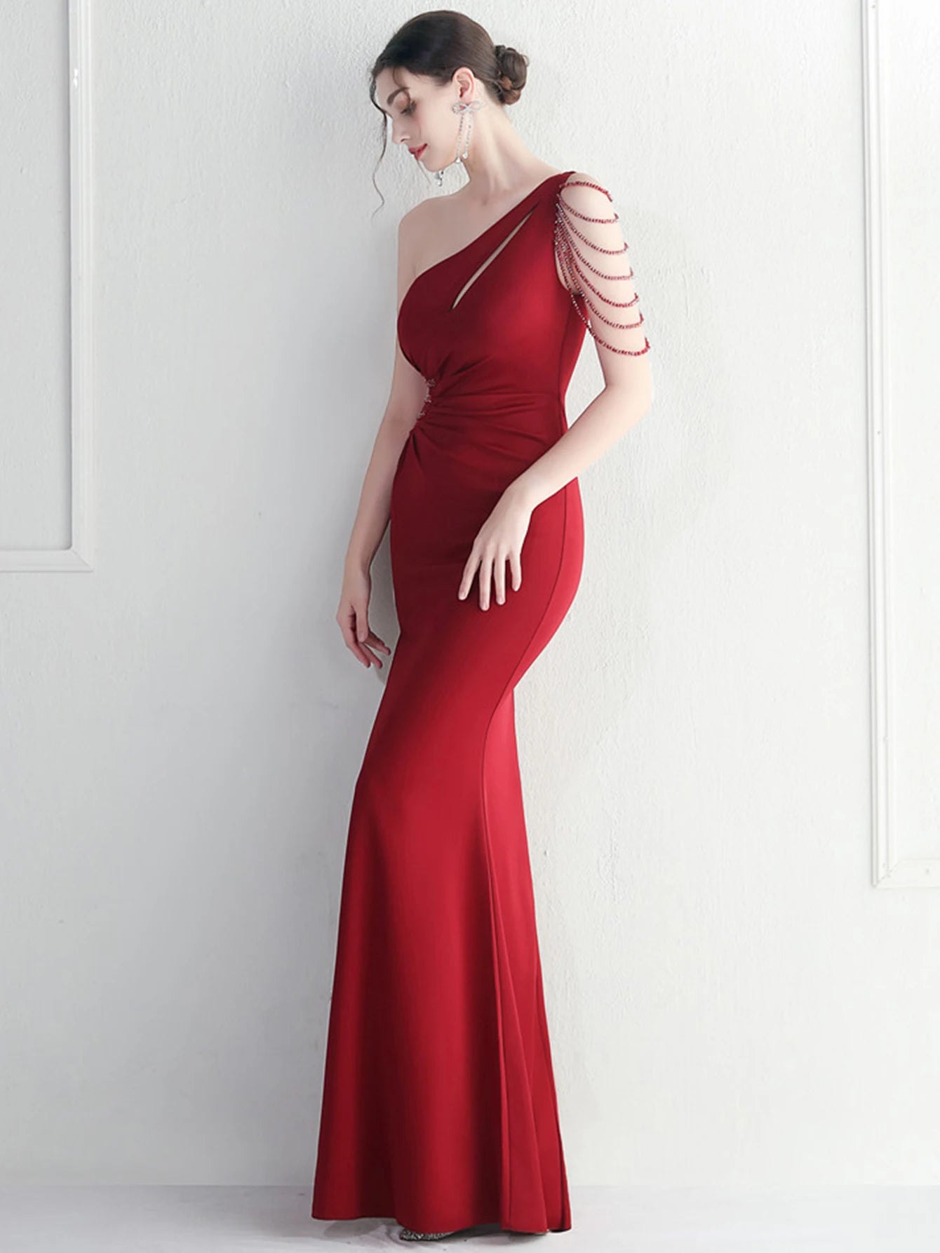 Elegant Backless One-Shoulder Birthday Party Long Maxi Dress