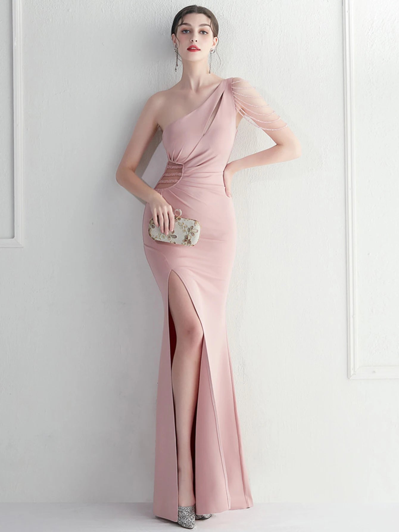 Elegant Backless One-Shoulder Birthday Party Long Maxi Dress