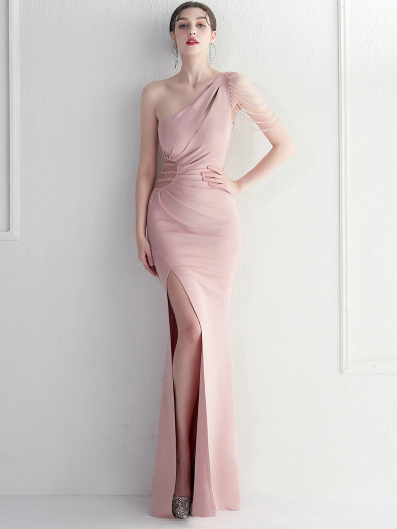 Elegant Backless One-Shoulder Birthday Party Long Maxi Dress