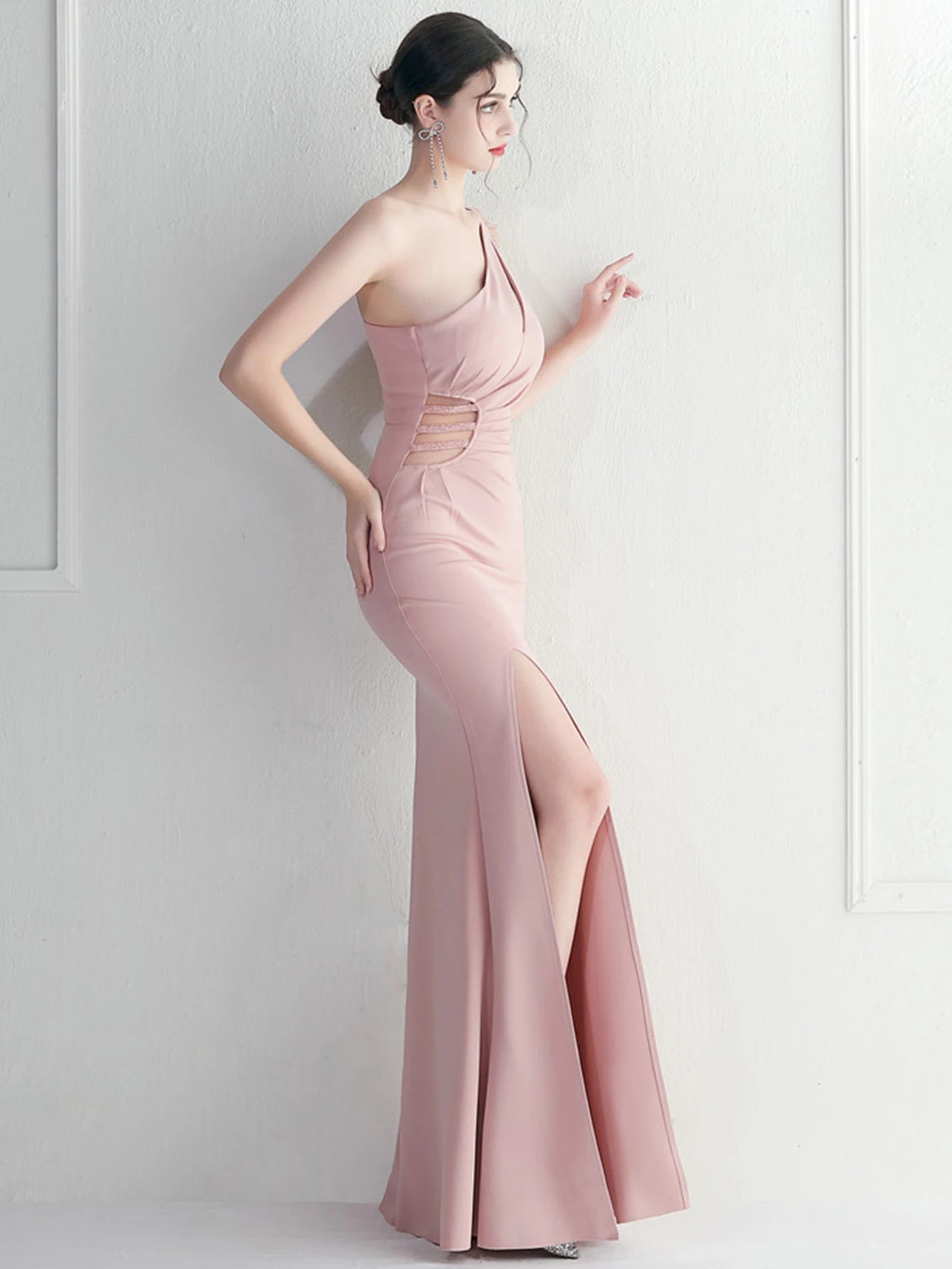 Elegant Backless One-Shoulder Birthday Party Long Maxi Dress