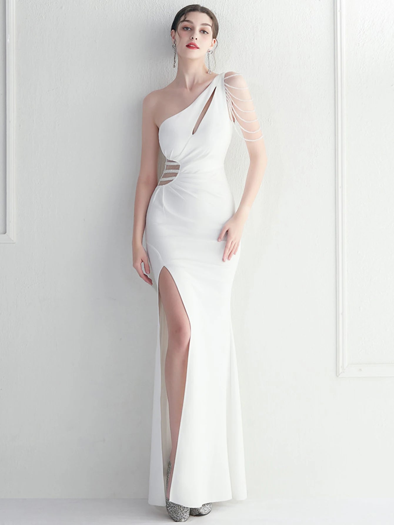 Elegant Backless One-Shoulder Birthday Party Long Maxi Dress