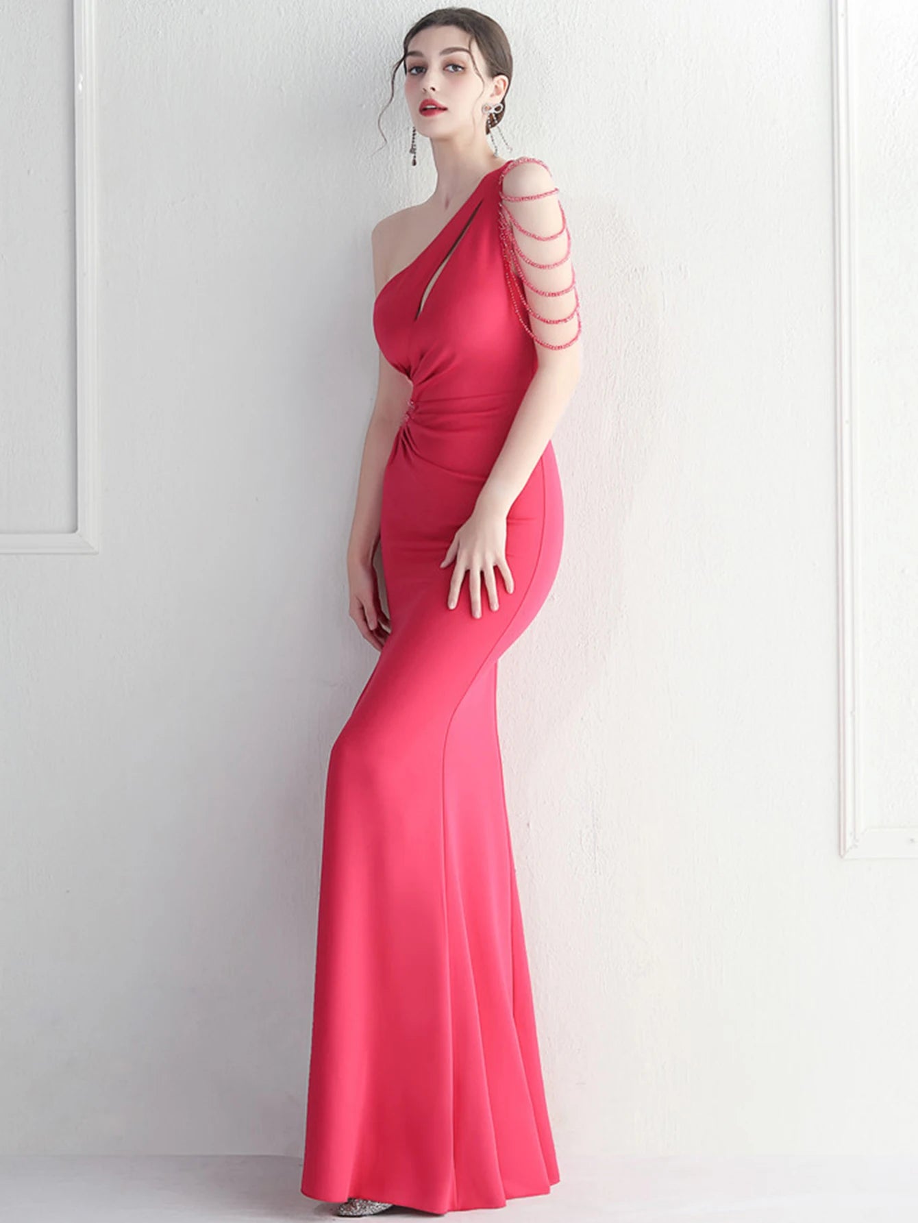Elegant Backless One-Shoulder Birthday Party Long Maxi Dress