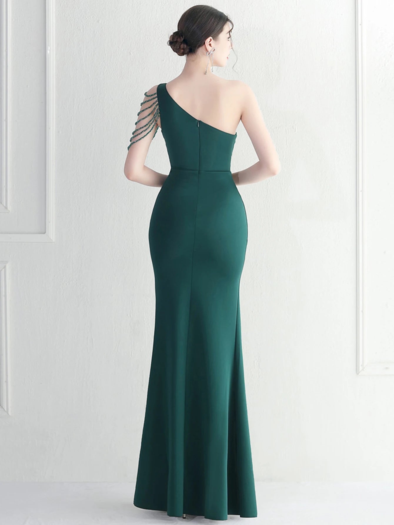 Elegant Backless One-Shoulder Birthday Party Long Maxi Dress