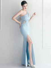 Elegant Backless One-Shoulder Birthday Party Long Maxi Dress