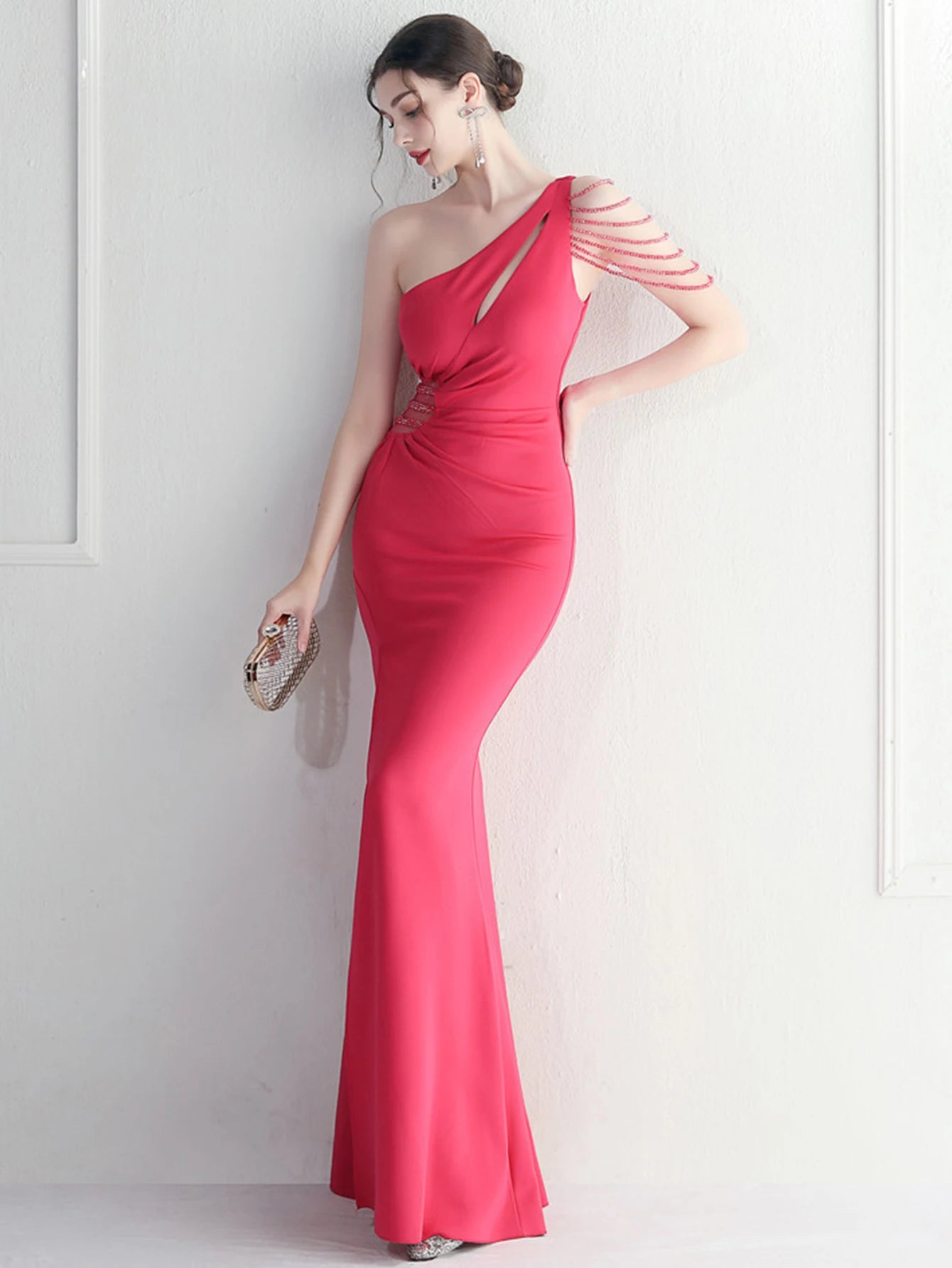 Elegant Backless One-Shoulder Birthday Party Long Maxi Dress
